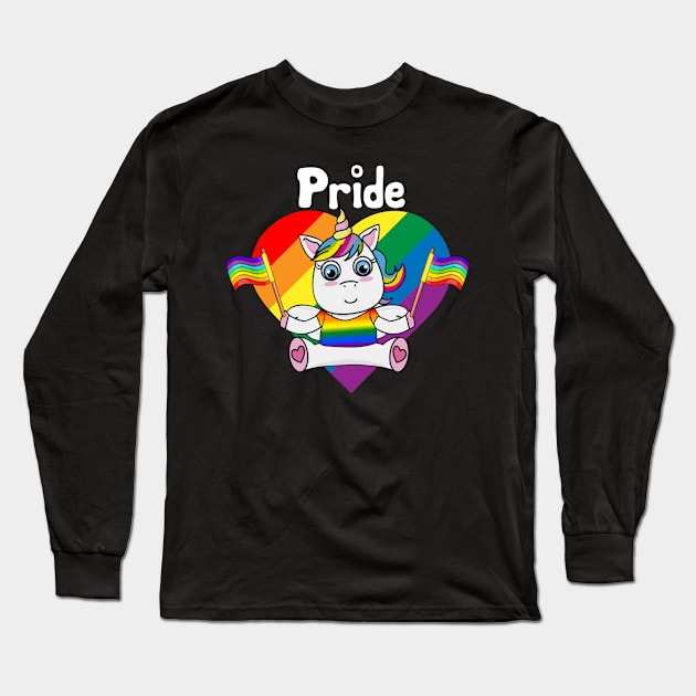 Pride Unicorn LGBT Flag Gay Pride Awareness Long Sleeve T-Shirt by Terryeare